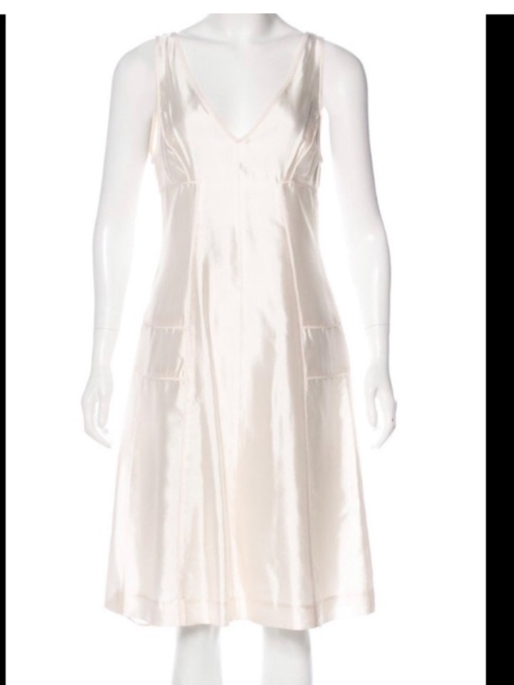 Narciso Rodriguez Silk Ivory V-Neck Slip Dress